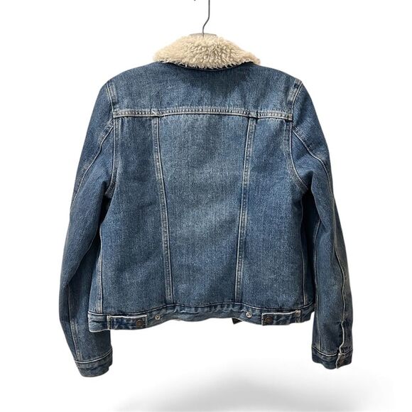 NEW Levi's® Original Denim Indigo Sherpa Iconic Classic Trucker Jean Jacket, S - Picture 9 of 9